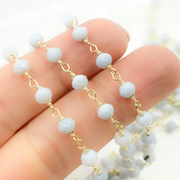 Blue Opal Gold Plated Wire Chain